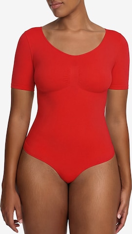 cfab by creamy fabrics Shapingbody 'T-Shirt Bodysuit Sculpting Shapewear mit String' in Rood: voorkant