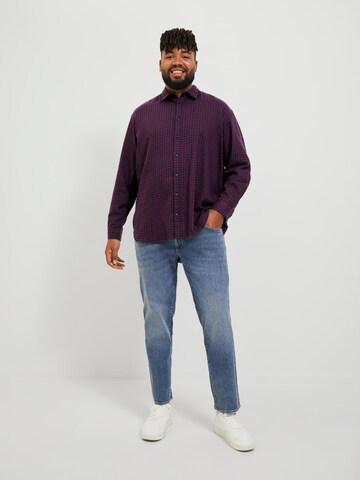 Jack & Jones Plus Regular fit Button Up Shirt 'Gingham' in Purple