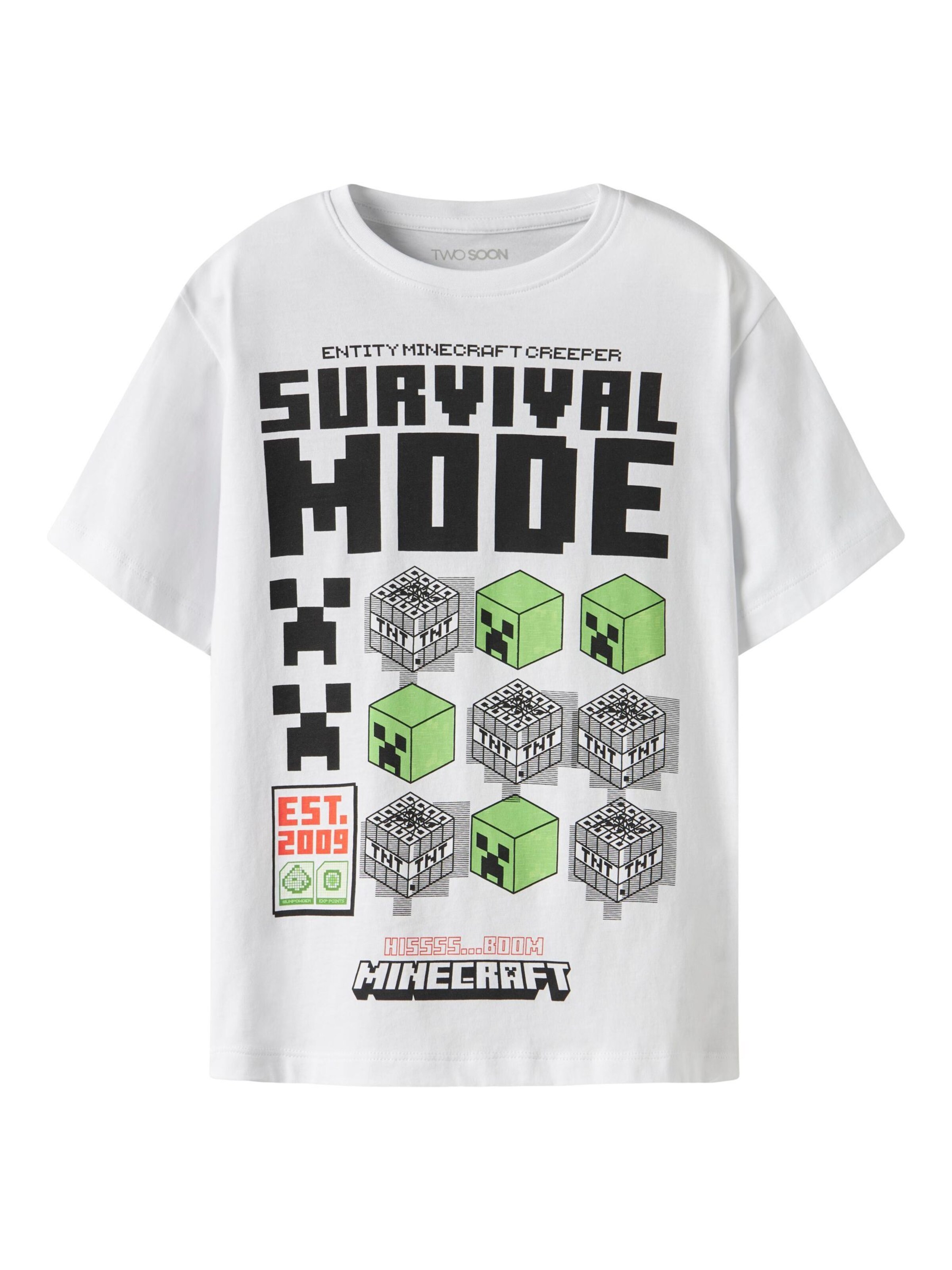 TWO SOON - Camiseta 'Minecraft' en blanco: frente