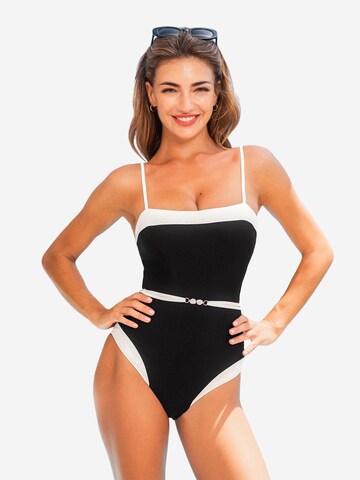 Cupshe Bandeau Swimsuit in Black: front