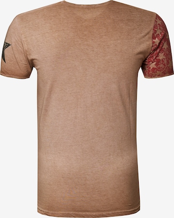 Rusty Neal Cooles T-Shirt mit V-Ausschnitt in Braun