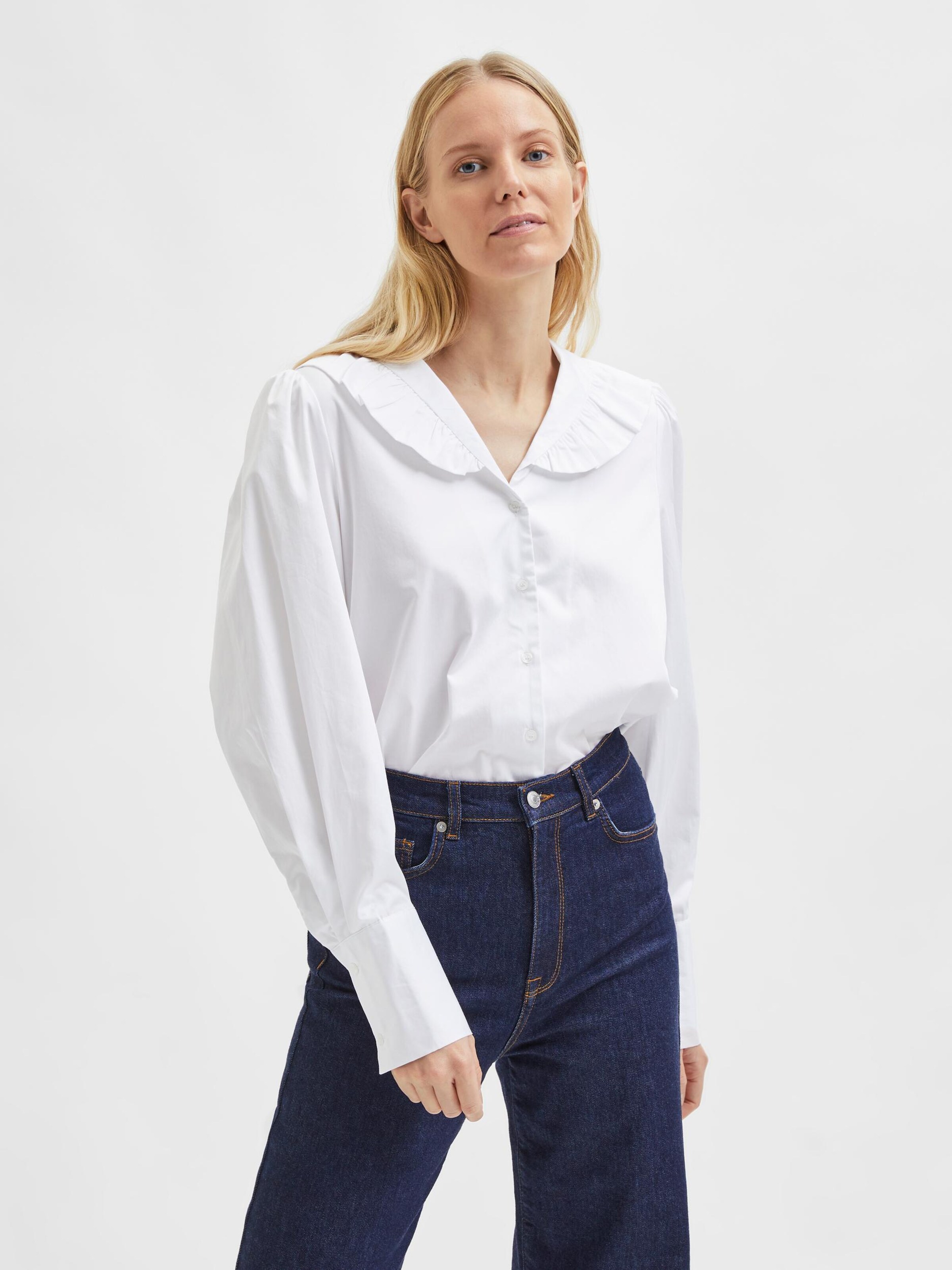 Frauen Große Größen SELECTED FEMME Bluse 'Woodie' in Weiß - HI01633 Frauen Große Größen SELECTED FEMME Bluse 'Woodie' in Weiß - HI01633