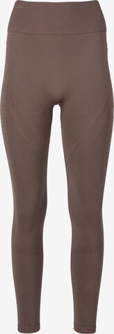 Athlecia Skinny Workout Pants 'NAGAR' in Brown: front