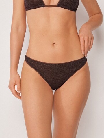 CALZEDONIA Bikini Bottoms 'Metallic Glow' in Brown