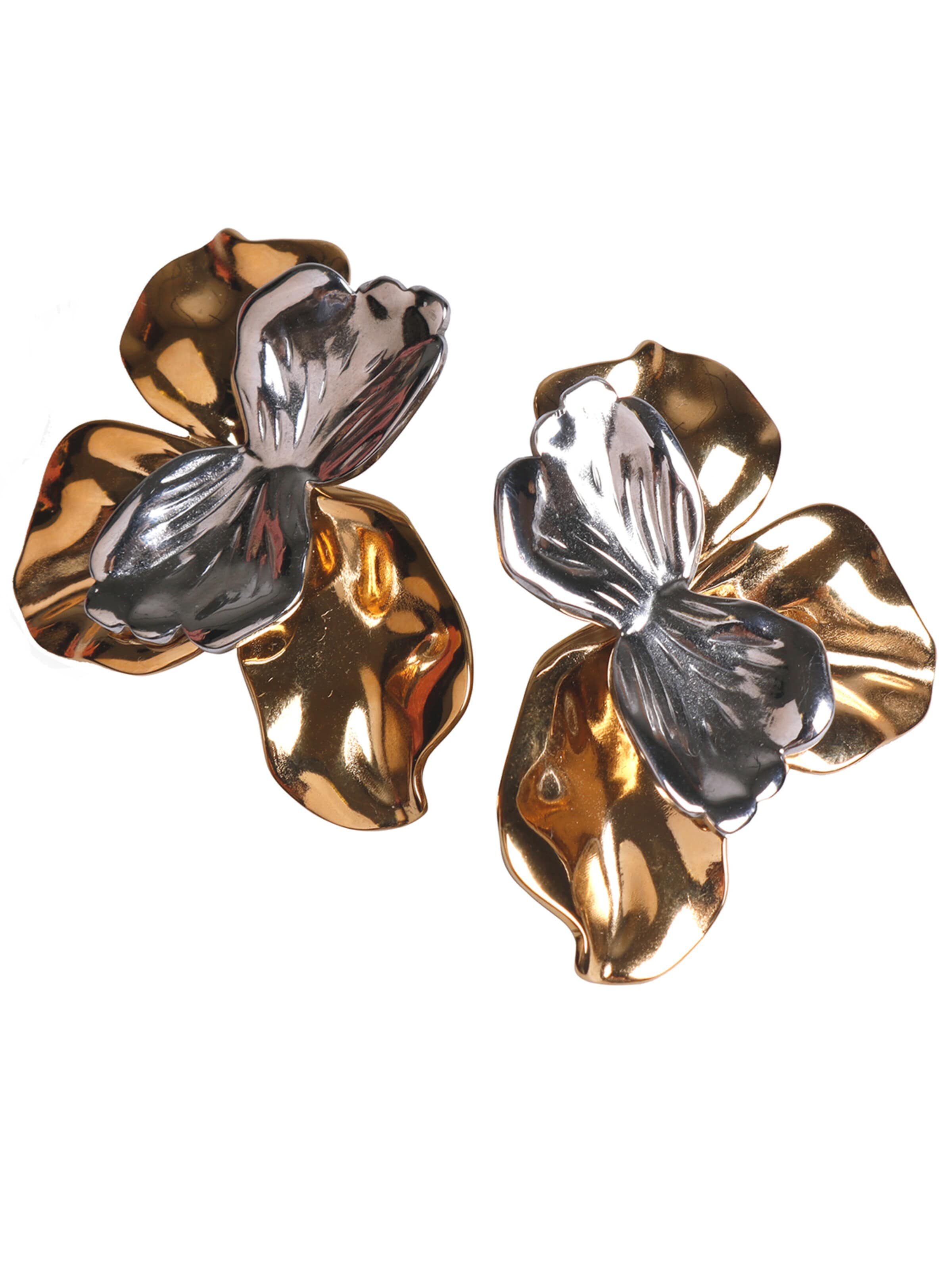 Capelli New York Piercingschmuck 'Ohrstecker mit Blütendesign – Edelstahl, 18K vergoldet'‌‌‌‌‌ in Gold: Vorderseite