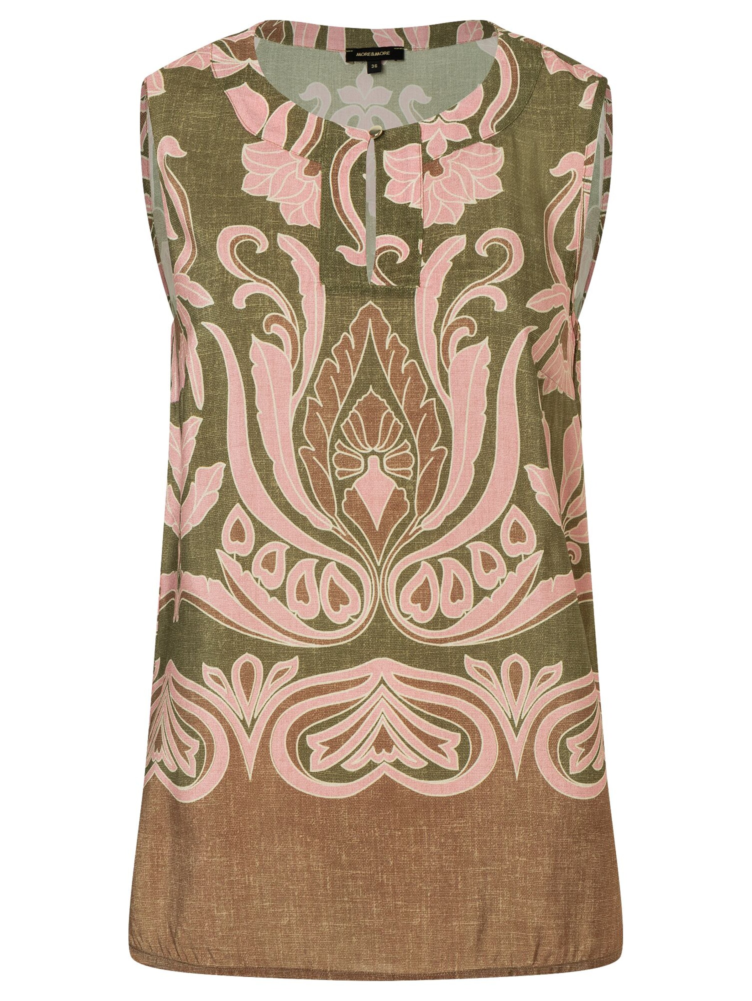 MORE & MORE Chemisier en chocolat / olive / rose / blanc, Vue avec produit