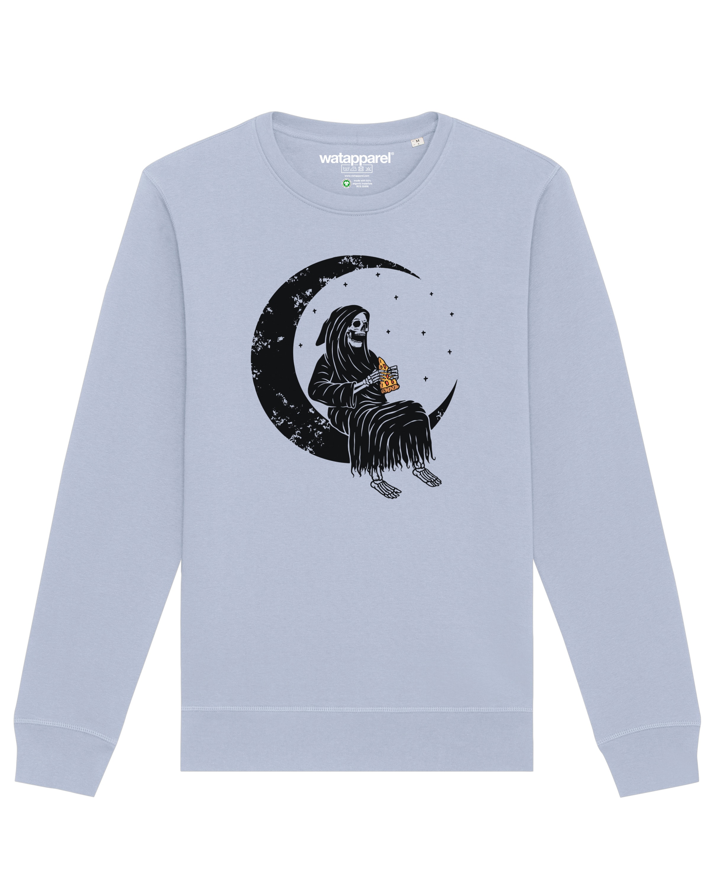 Sweat-shirt ' Pizza for life ' Watapparel en bleu : devant