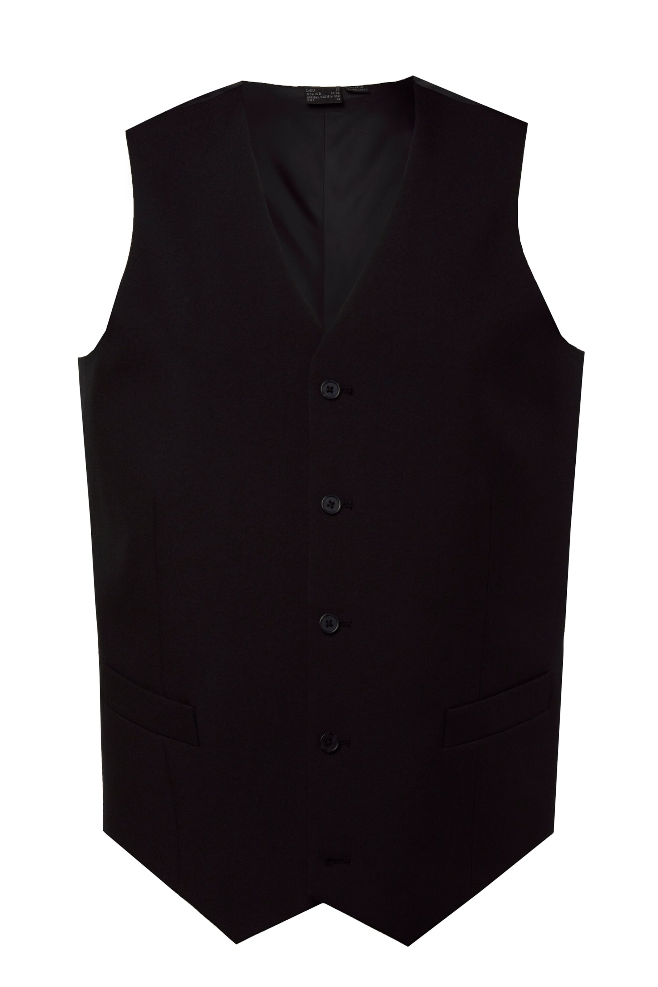 Men Plus Gilet in Zwart: voorkant