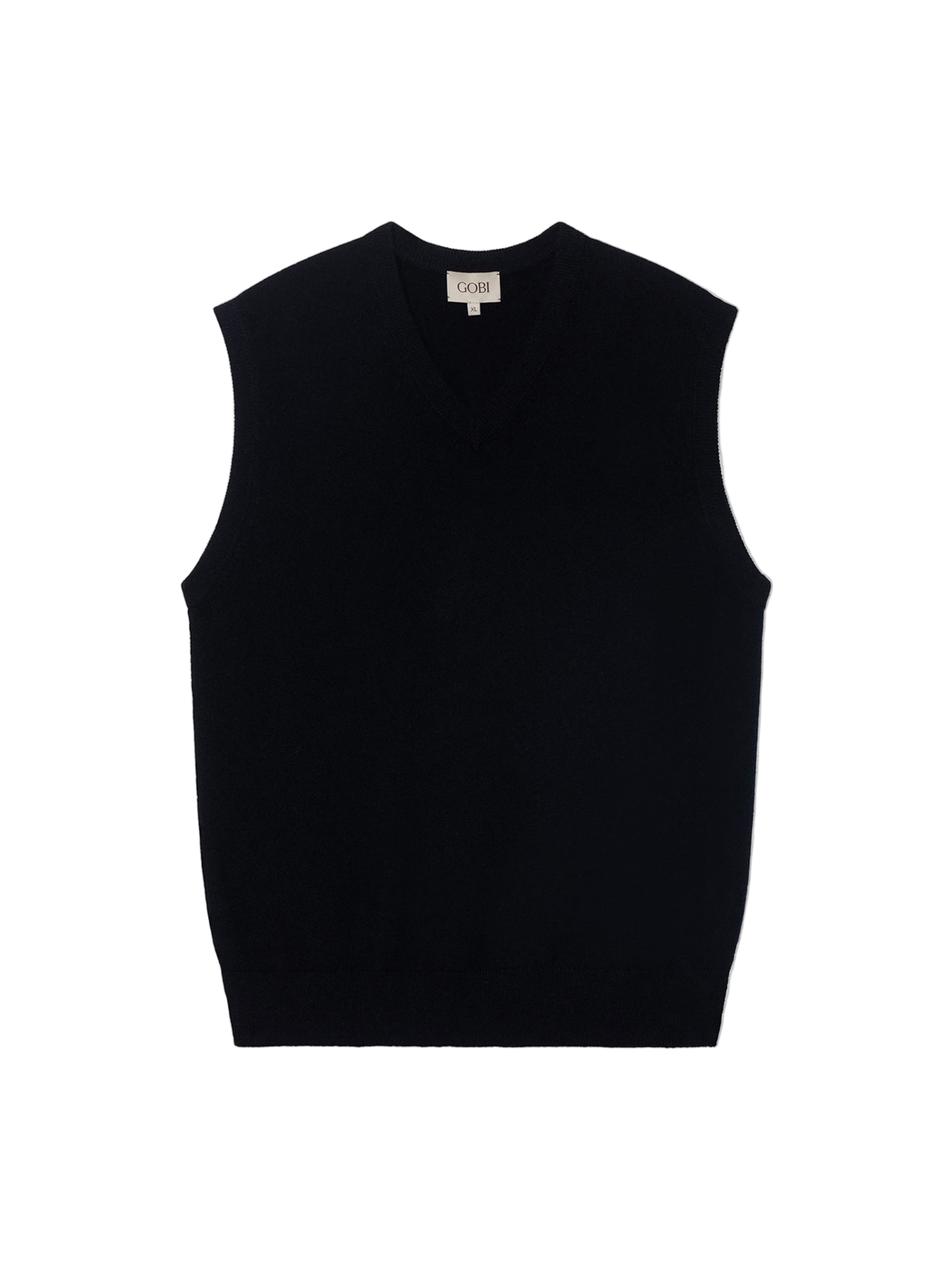 GOBI Cashmere Weste 'Men's Essential V-Neck Cashmere Vest'‌‌‌‌‌‌ in Schwarz: Vorderseite