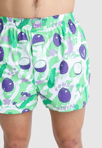 Lousy Livin Boxer shorts 'Coconut & Cocktails' in Green