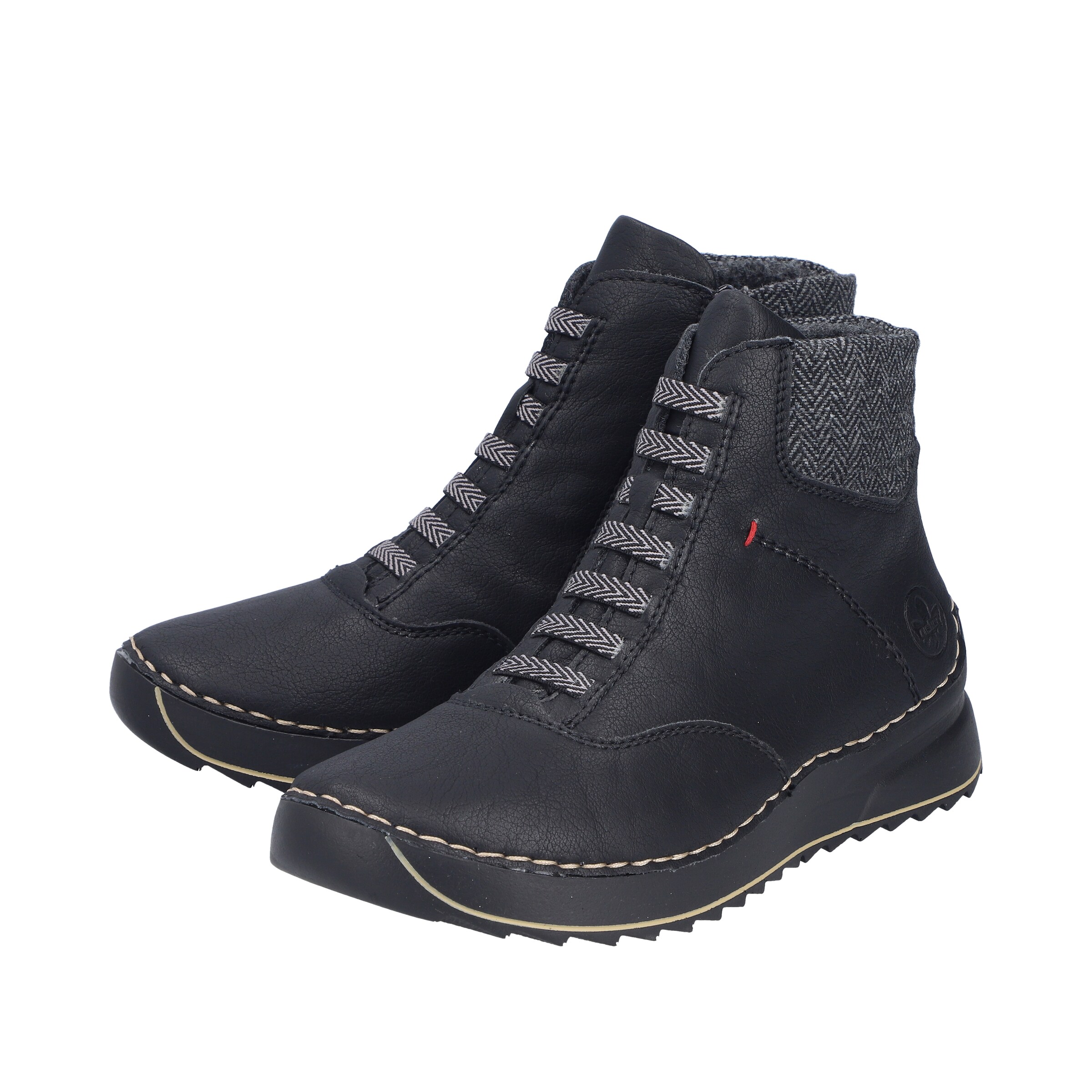 Rieker Lace-Up Ankle Boots in Black