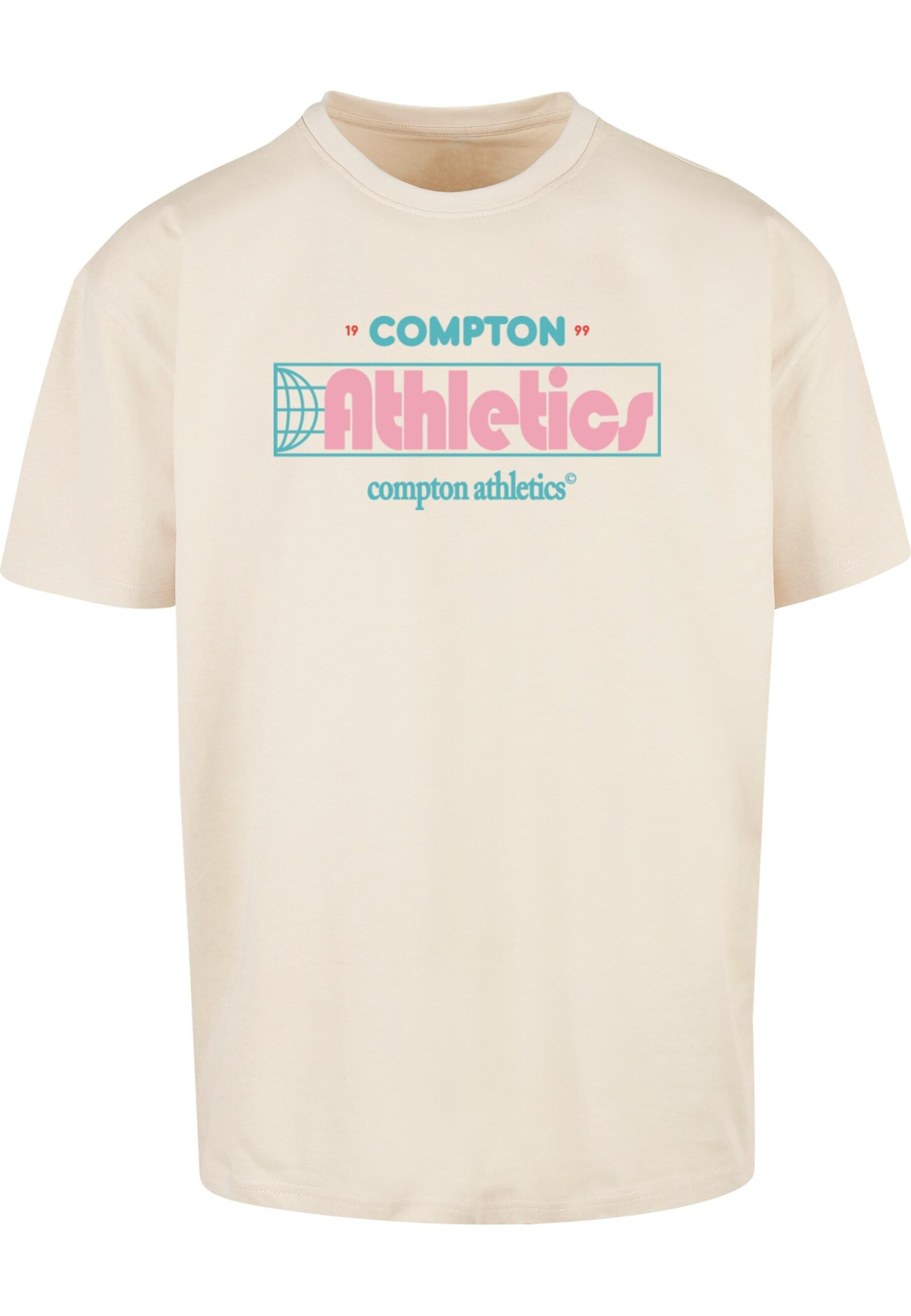 T-Shirt 'Compton Athletic Club' MT Upscale en beige : devant