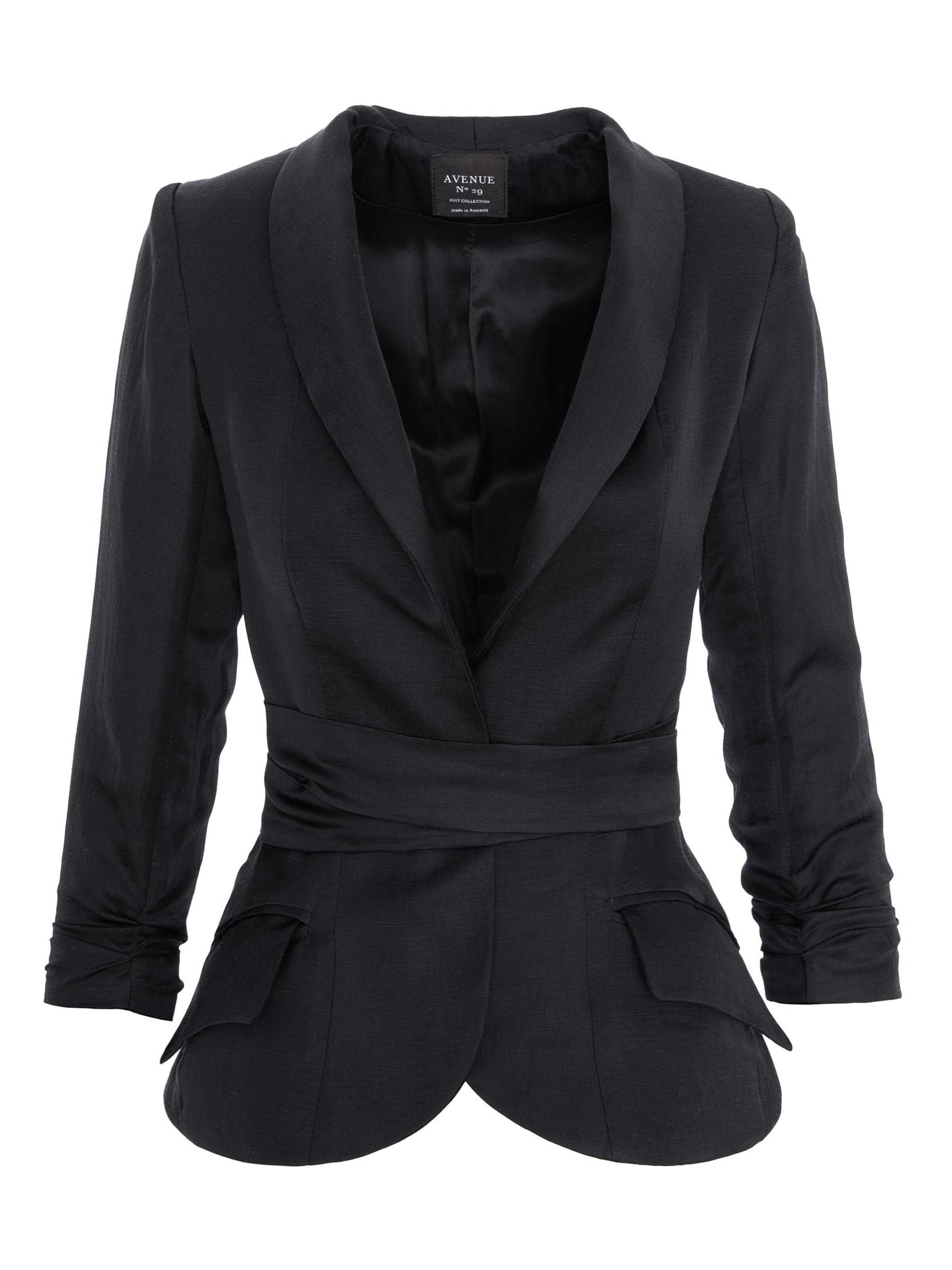 AVENUE N°29 Blazer 'Linen Structured Blazer With Belt' i sort: forside
