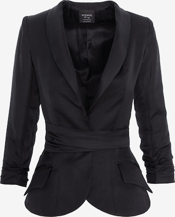 AVENUE N°29 - Blazer 'Linen Structured Blazer With Belt' en negro: frente