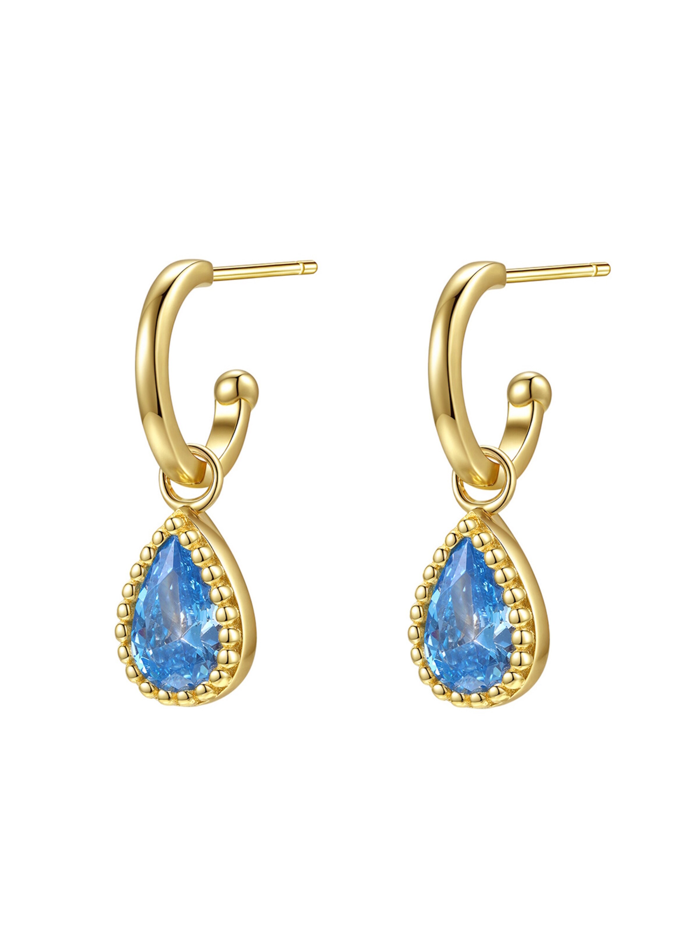Hey Happiness - Pendientes 'March Birthstone' en oro: frente