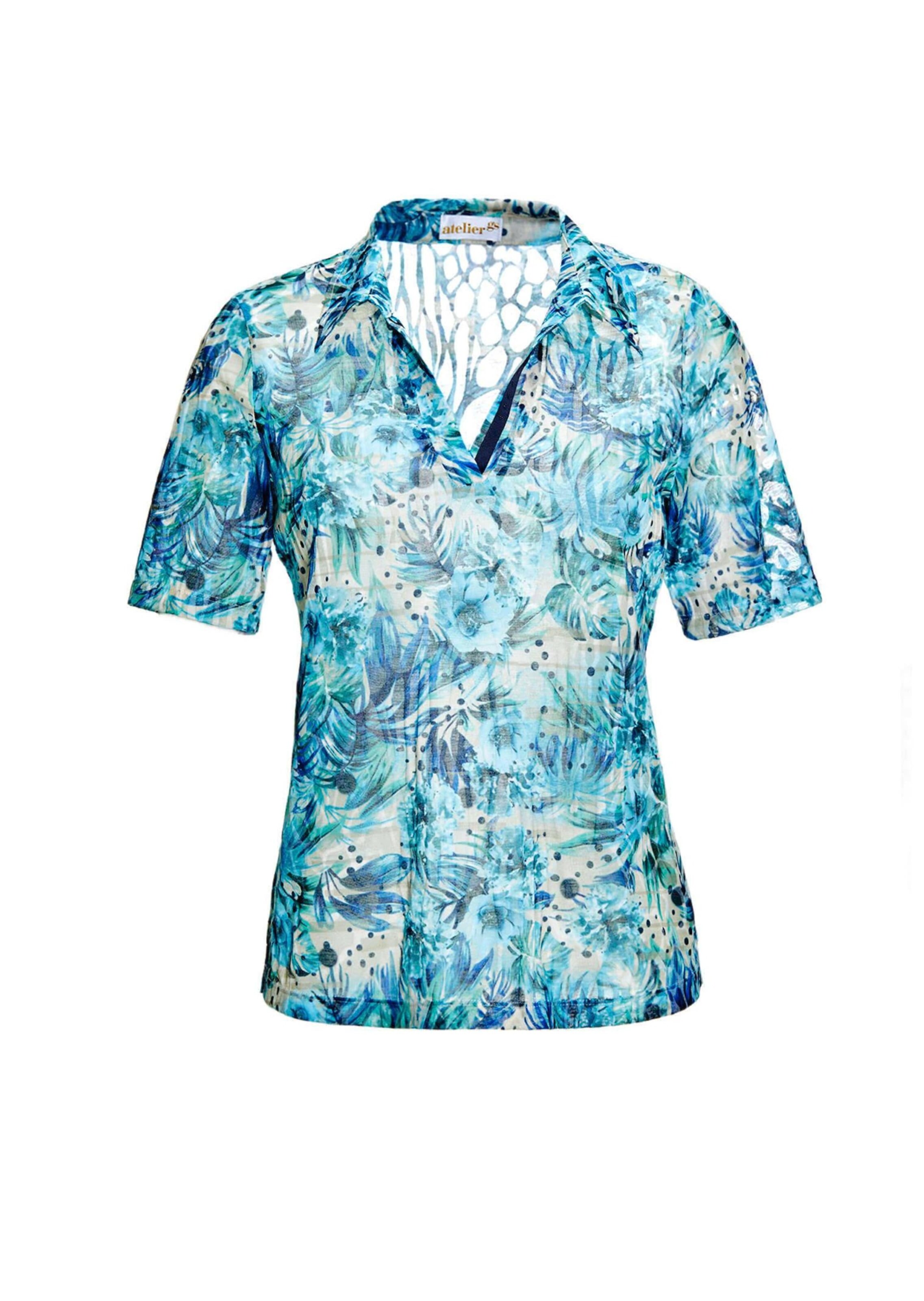 Goldner Shirt in Blau: Vorderseite