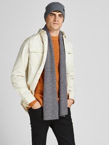 JACK & JONES Set: Mutze und Schal 'Jolly' in Grau: Vorderseite