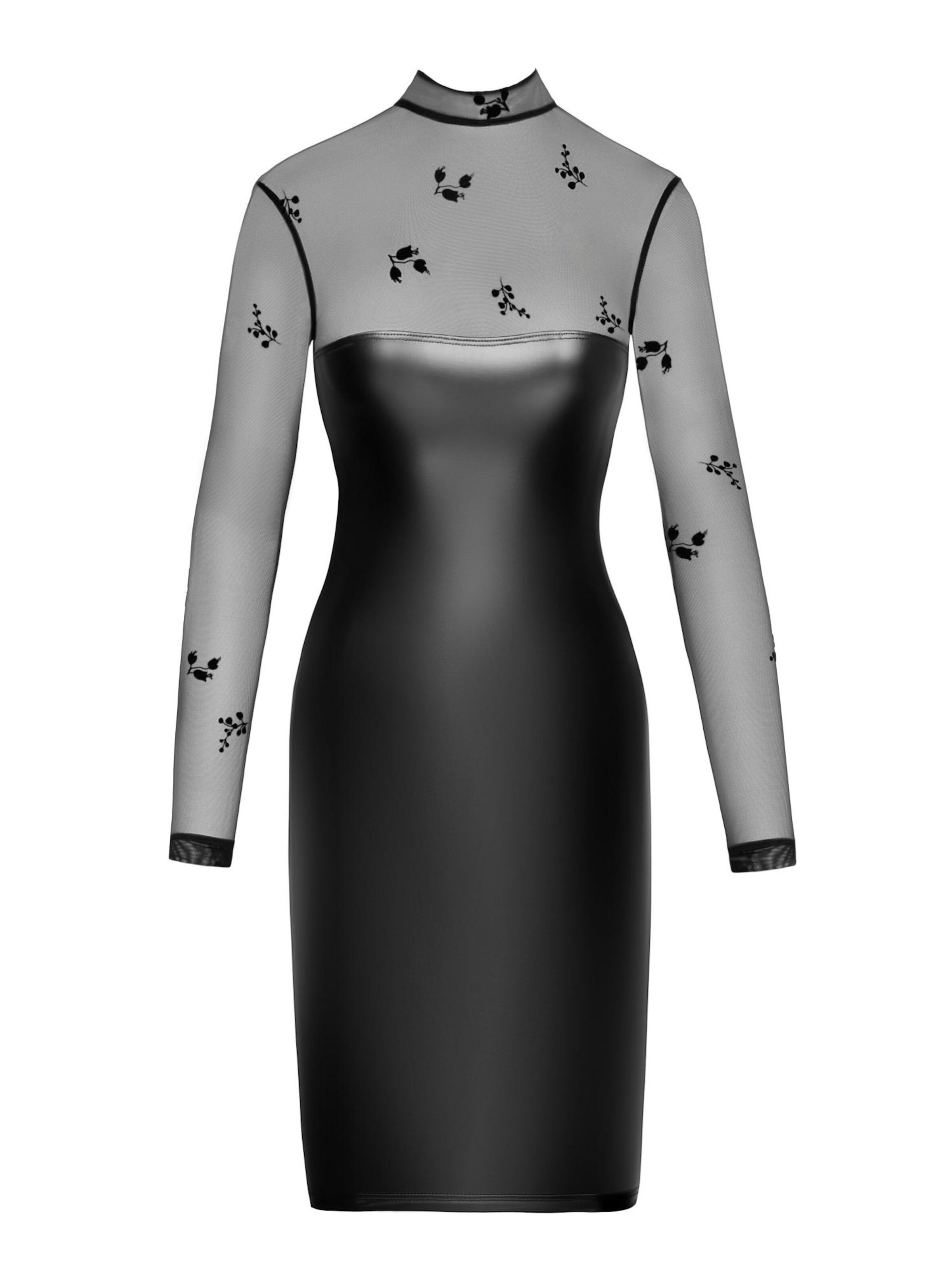 Noir Handmade Dress 'Wetlook-Midikleid F310' in Black: front