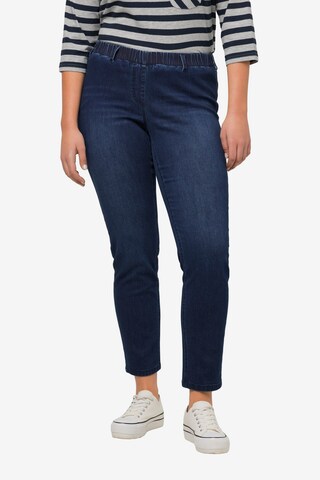 Ulla Popken Slimfit Jeggings 'SIENNA' in Blauw: voorkant