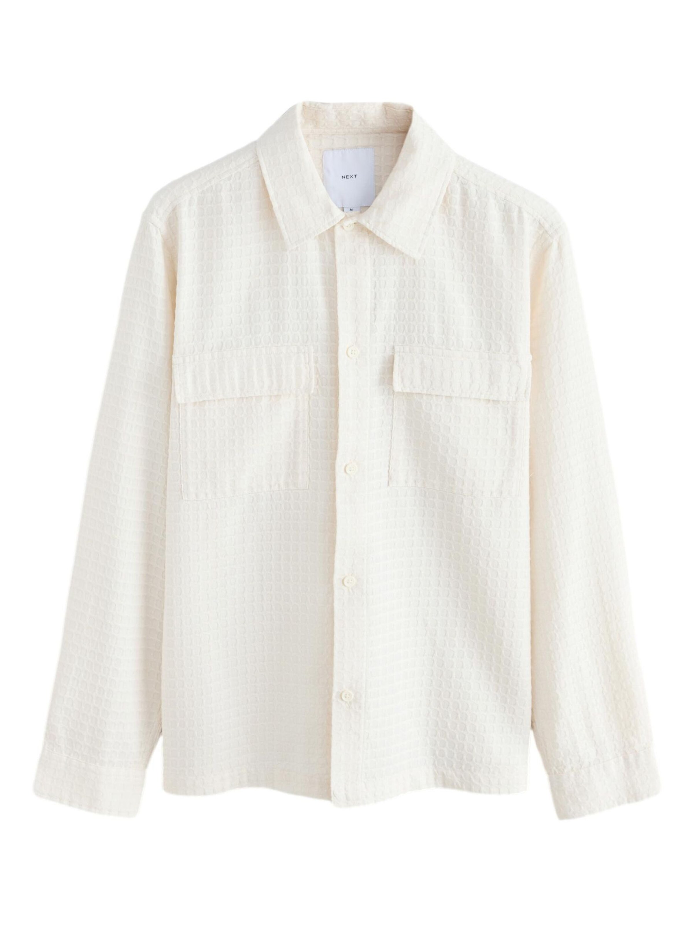 Next Regular fit Button Up Shirt in Beige: front