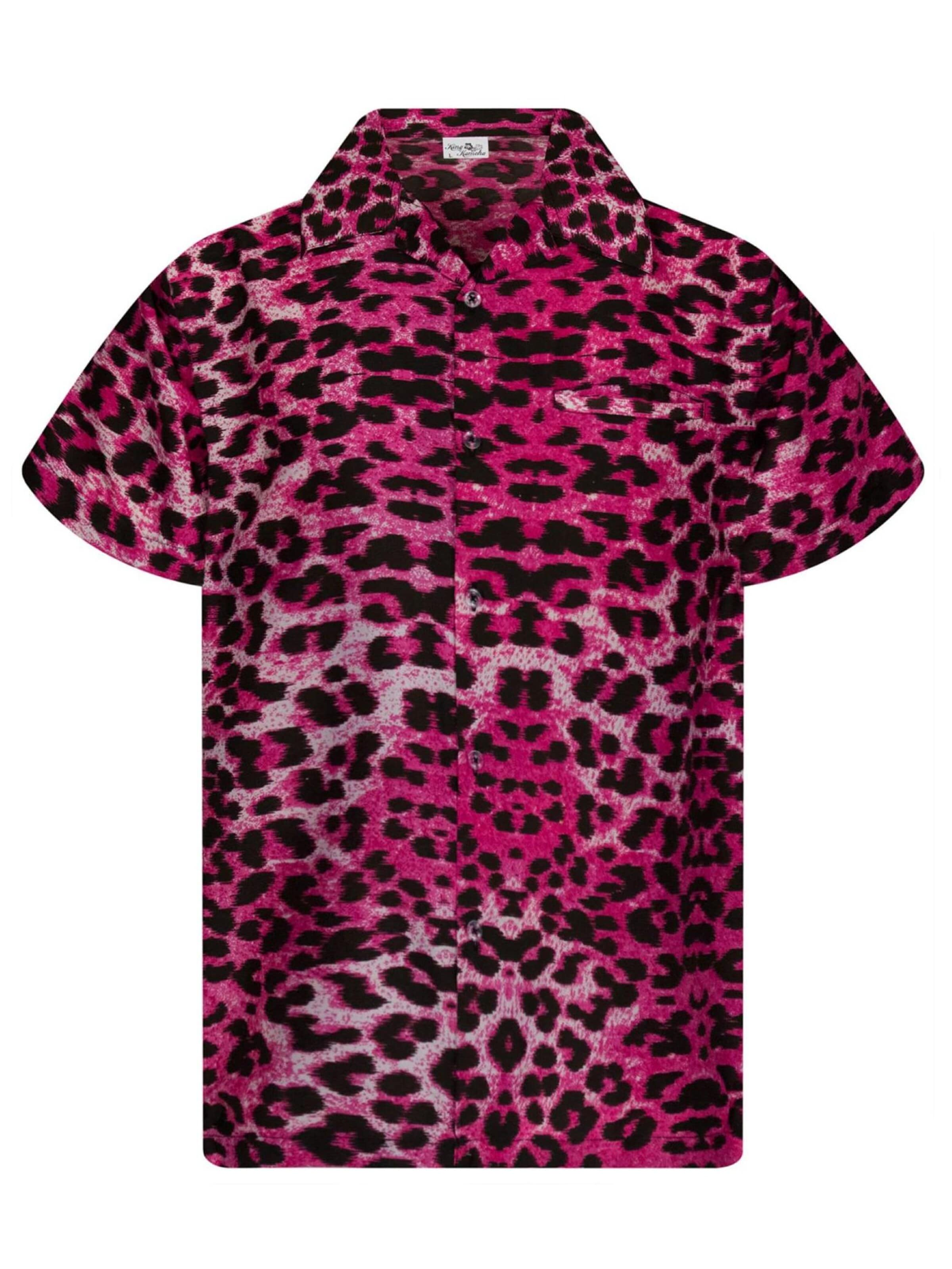 Regular fit Camicia 'Leopard' di King Kameha in rosa: frontale