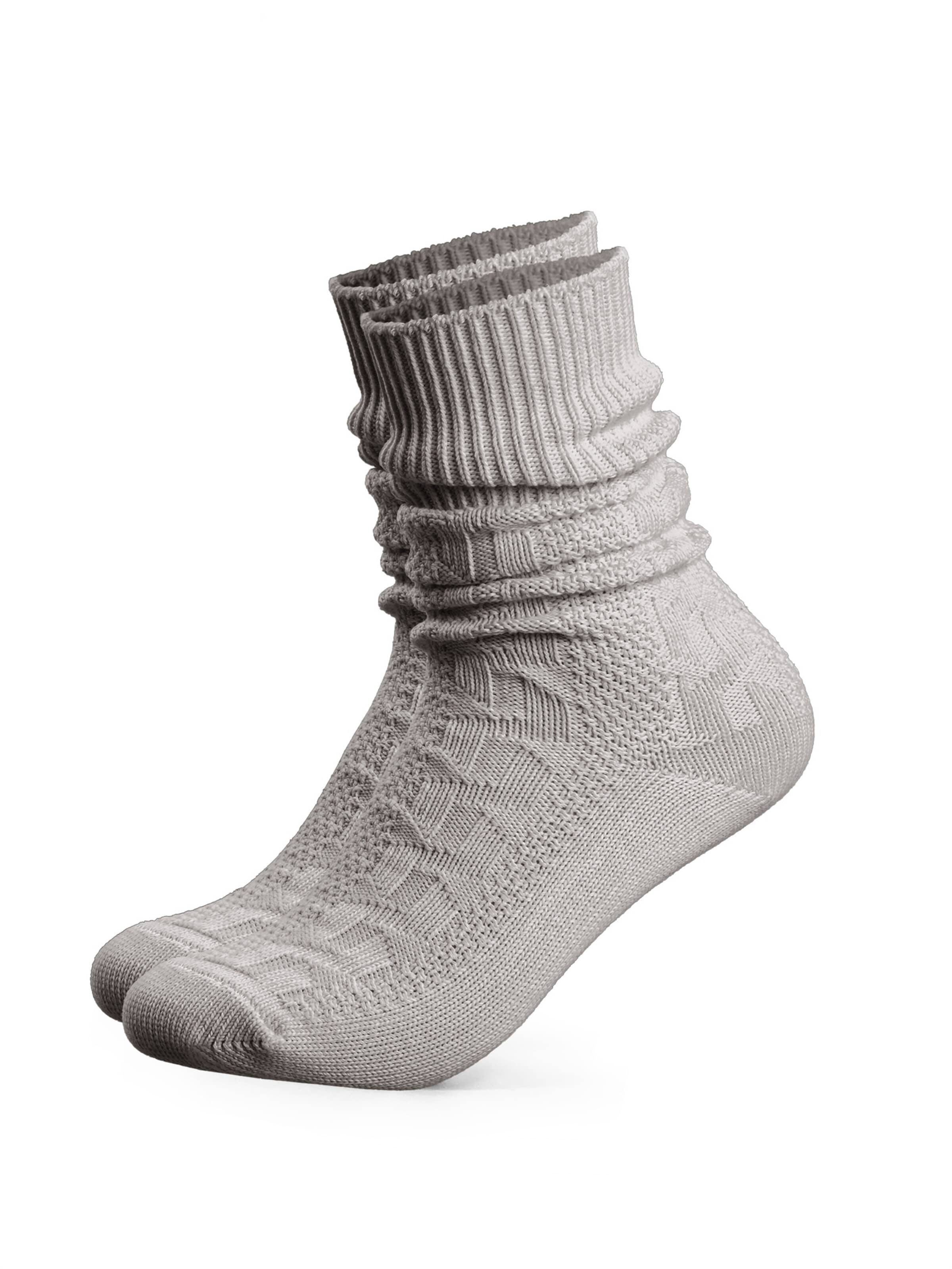 HerzSticht Trachtensocken 'Enzian'‌‌‌ in Grau: Vorderseite