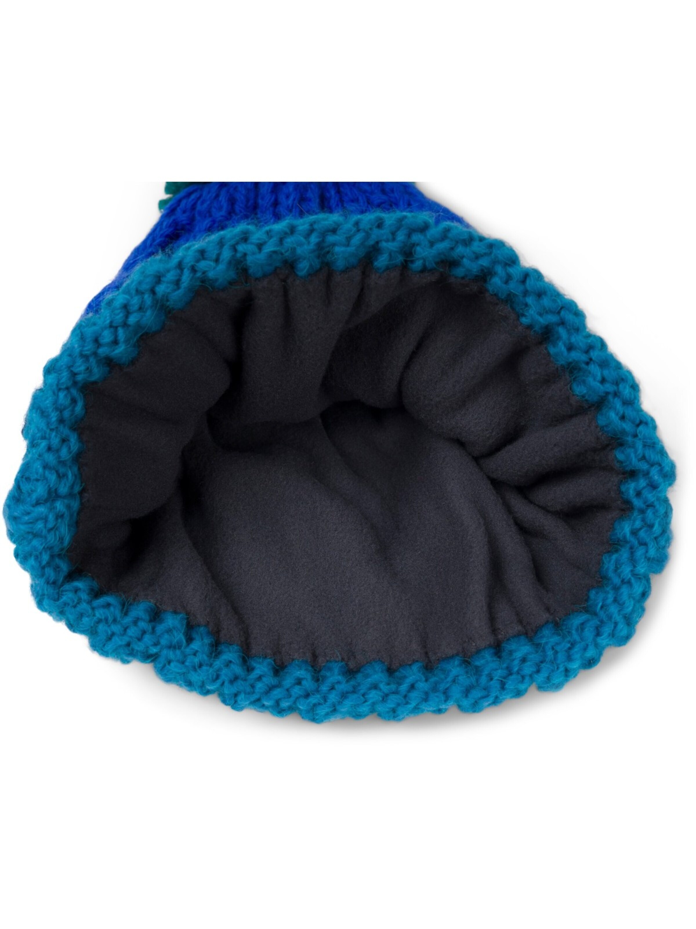 styleBREAKER Mütze 'Kinder Strick Bommelmütze Zopfmuster'‌‌‌‌‌‌‌‌‌‌ in Blau