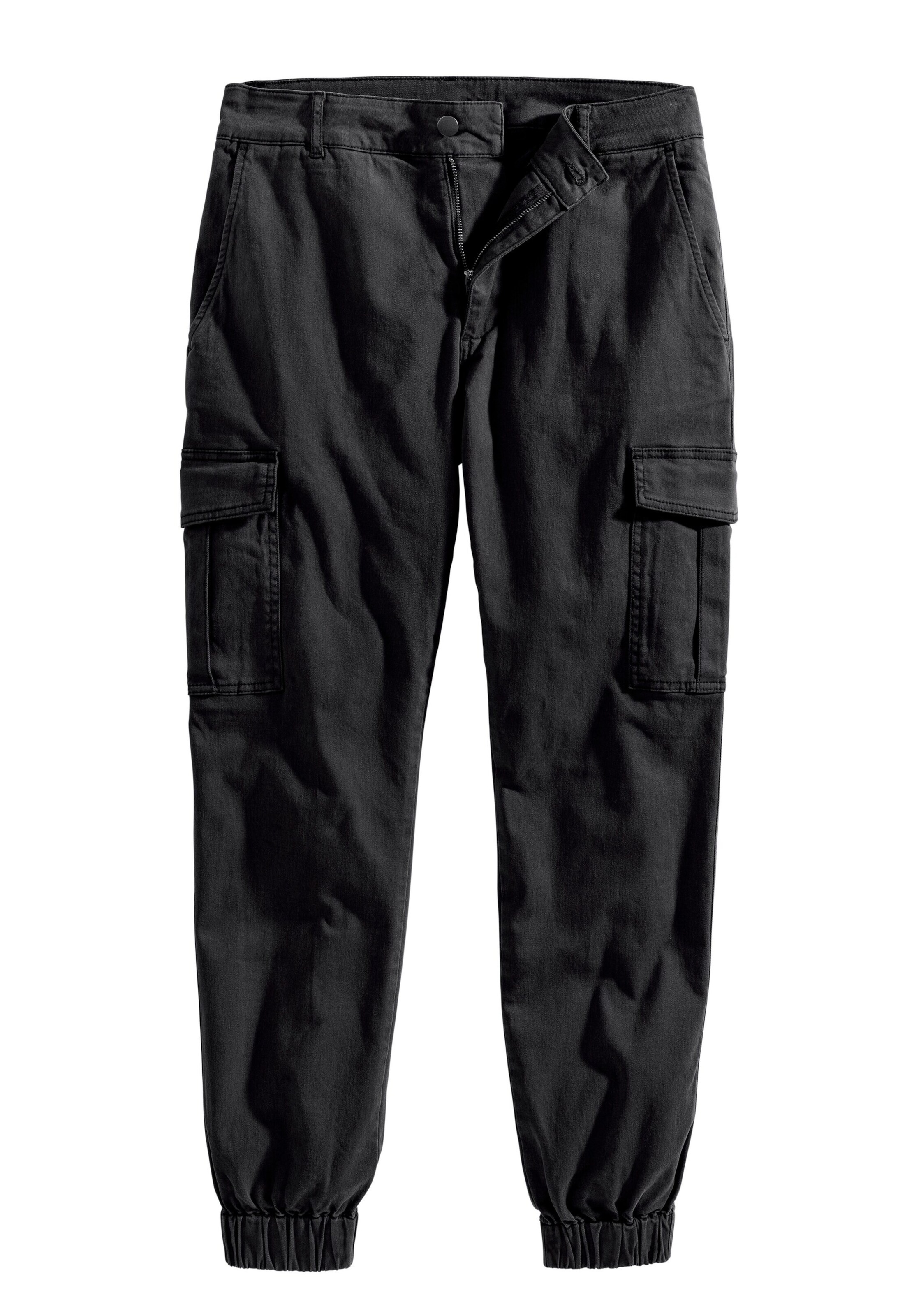 Authentic Le Jogger Tapered Cargo Pants in Black: front