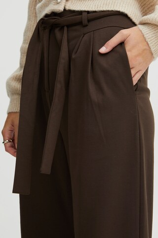 ICHI Loose fit Pleat-Front Pants in Brown