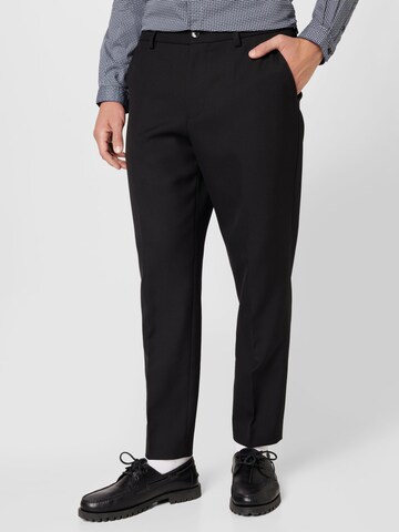 Coupe slim Pantalon à plis 'Perin' BOSS Black en noir : devant