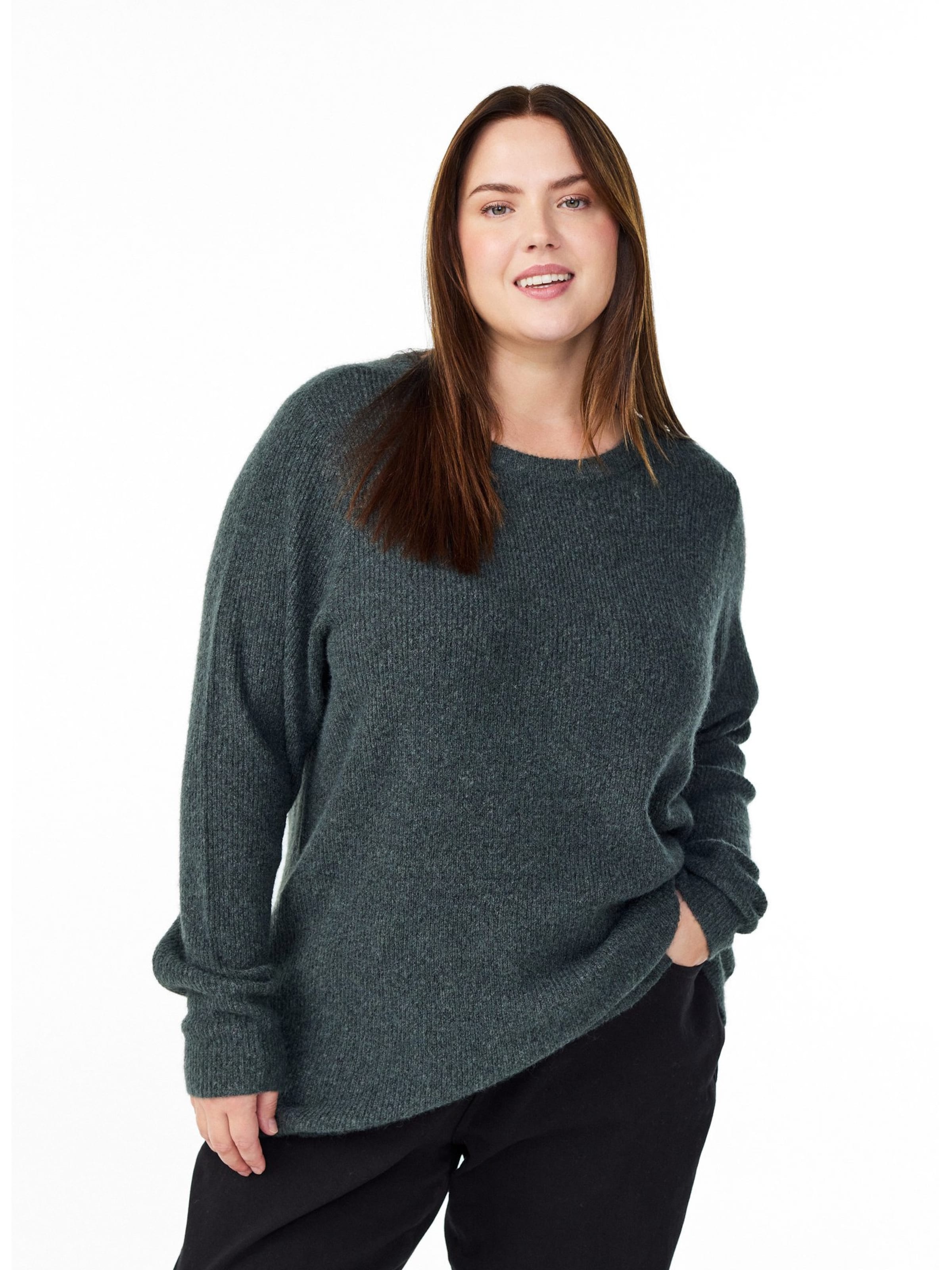 Pull-over 'Cavilma' Zizzi en gris : devant