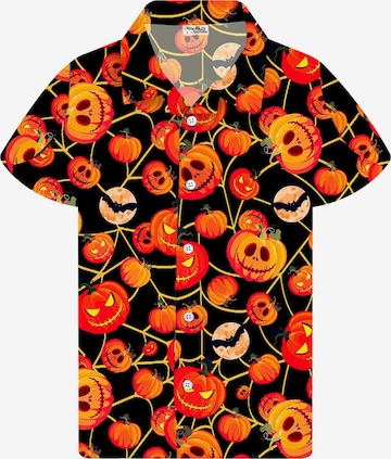 Maglietta 'Helloween Pumpkin Web' di King Kameha in rosso: frontale