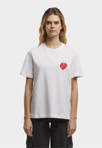 Miss Tee T-Shirt 'Strawberry Heart' in Weiß: Vorderseite