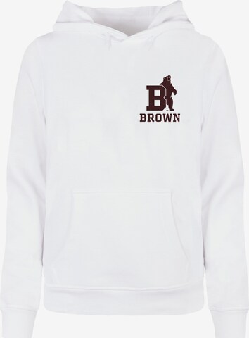 Sweat-shirt 'Brown University - Bear Initial' Merchcode en blanc : devant