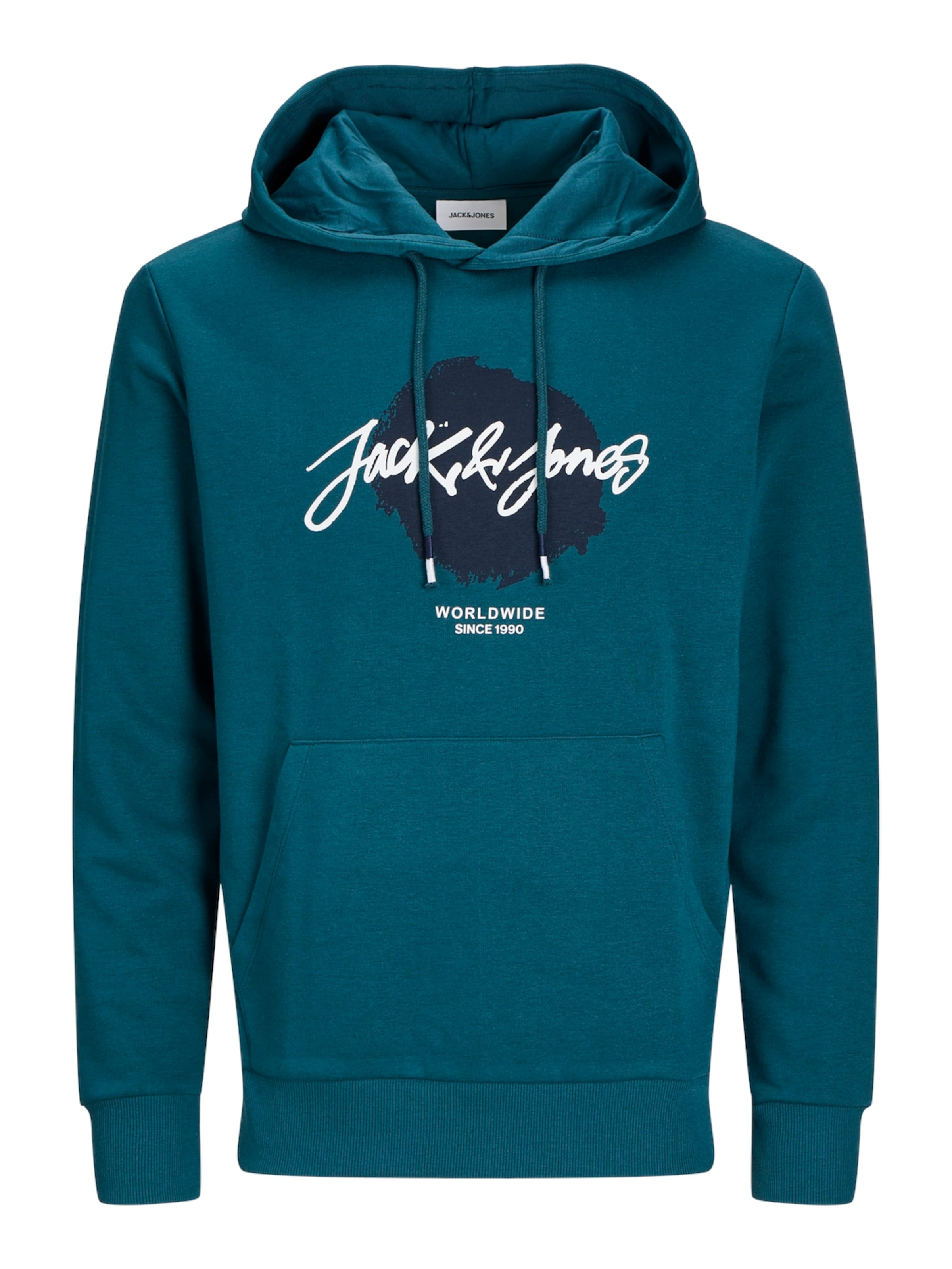 Felpa 'JJTiley' in S JACK & JONES di colore petrolio / bianco, Visualizzazione prodotti