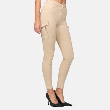 Elara Slimfit Cargobroek in Beige