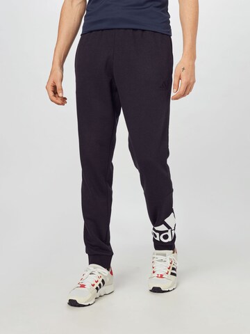 ADIDAS SPORTSWEAR Zúžený Sportovní kalhoty 'Essentials French Terry Tapered Cuff Logo' – černá: přední strana