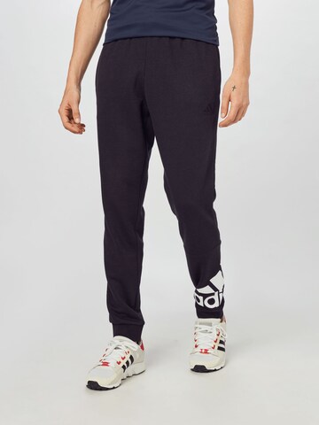 Effilé Pantalon de sport 'Essentials French Terry Tapered Cuff Logo' ADIDAS SPORTSWEAR en noir : devant