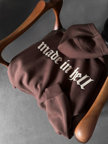 Kleidermafia Sweatshirt 'Oversize Made in Hell Hoodie - Brown' in Brown