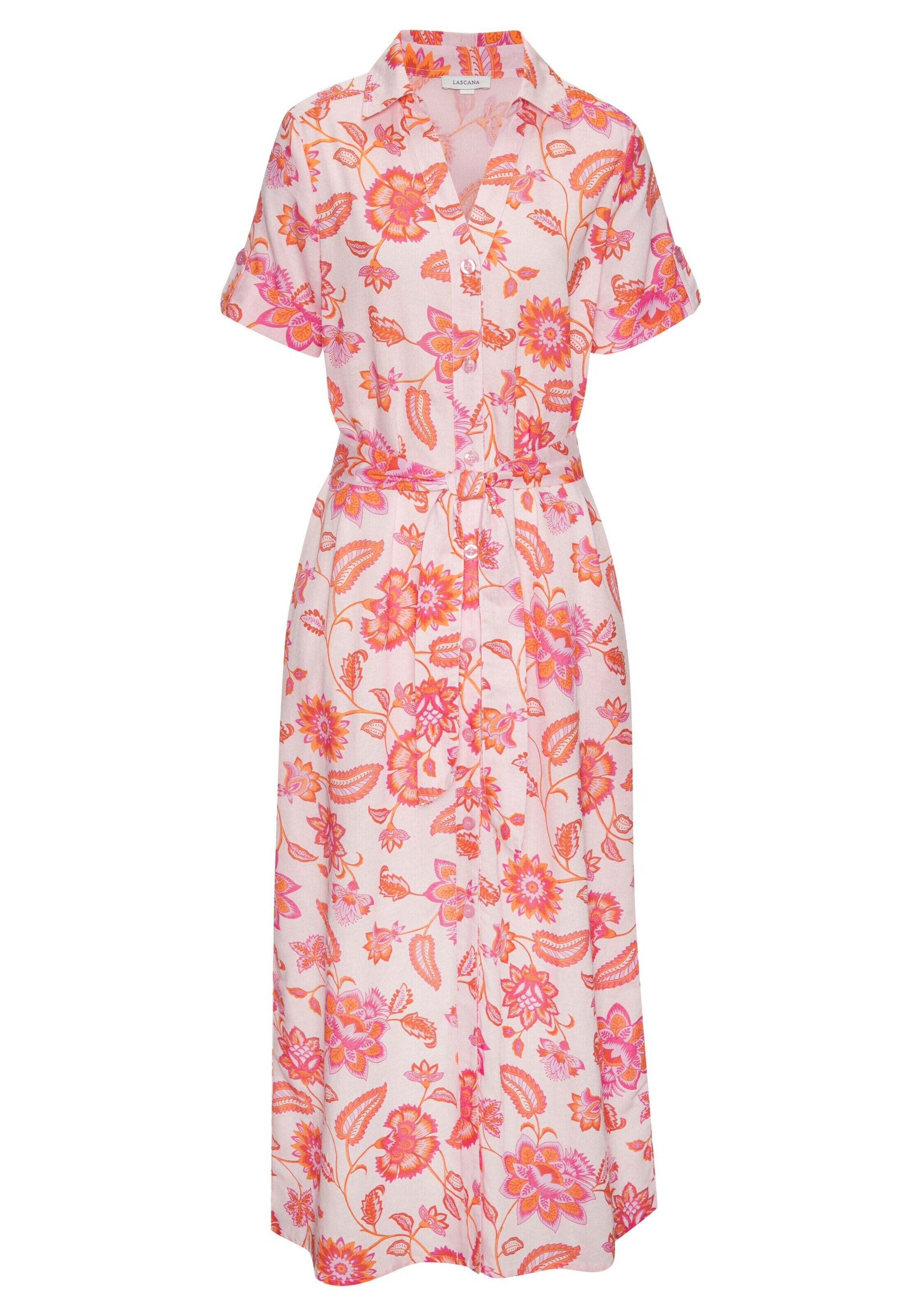 LASCANA - Vestido camisero en rosa: frente