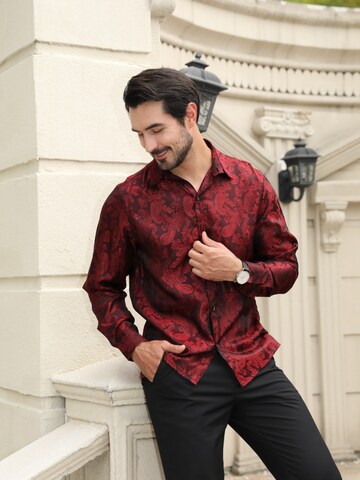 YOUTHUP Comfort fit Button Up Shirt 'Stick' in Red