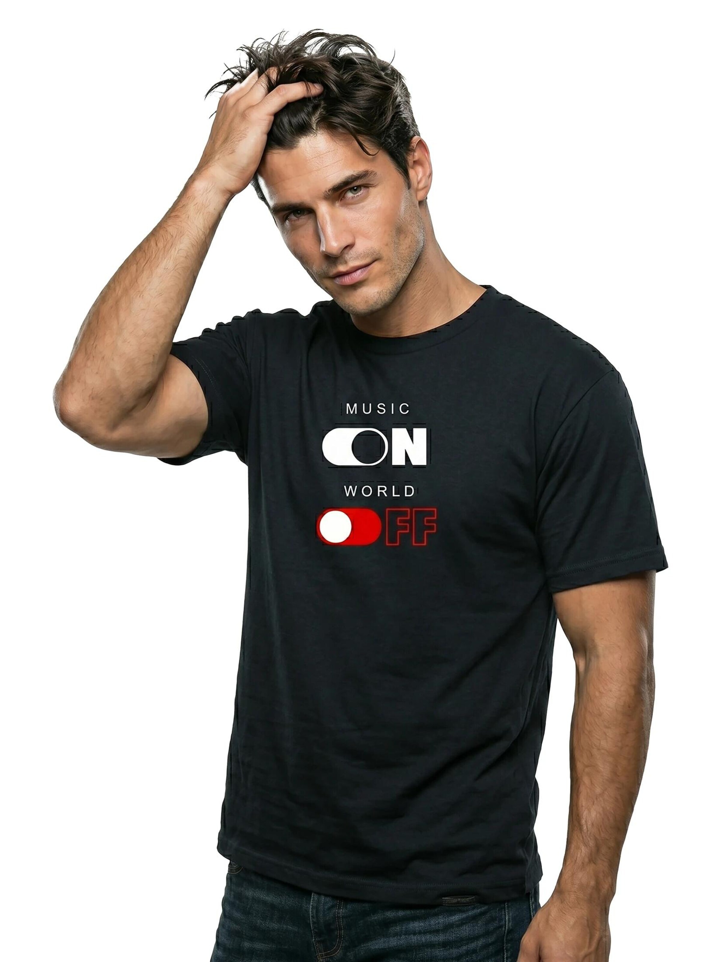 MAKAYA Shirt 'World Off' in Black