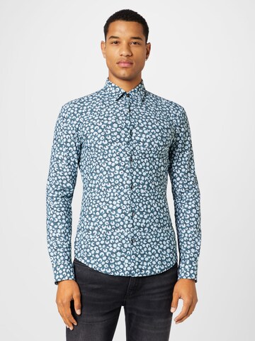 BOSS Black Slim fit Button Up Shirt 'Roan' in Blue: front