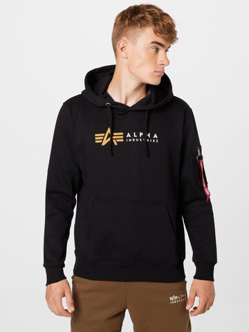 ALPHA INDUSTRIES Суичър в черно: отпред