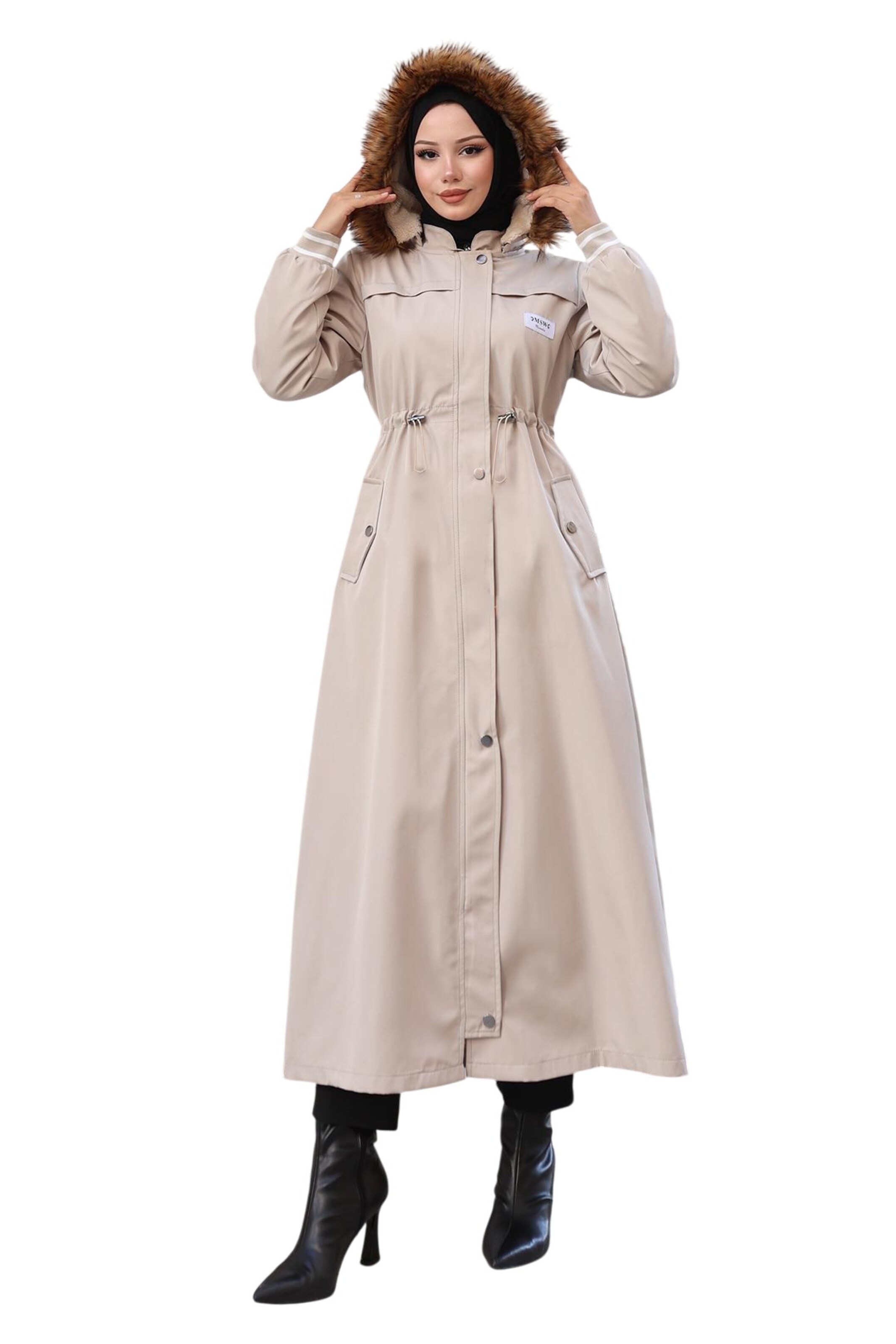 MODAMIHRAM Winterparka in Beige: voorkant