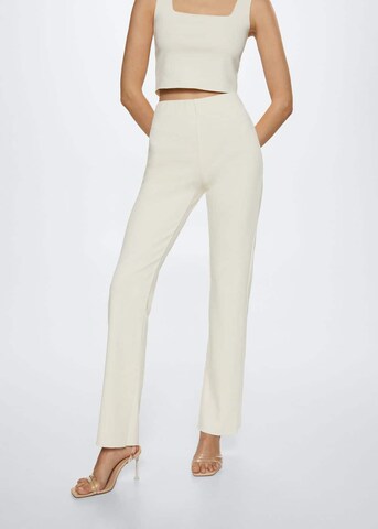 MANGO Flared Broek 'Maggie' in Beige: voorkant