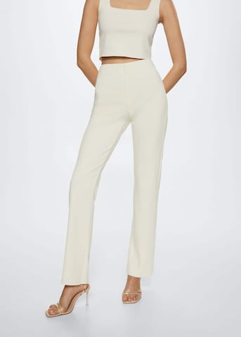 MANGO Flared Pants 'Maggie' in Beige: front