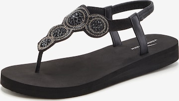 VENICE BEACH T-Bar Sandals in Black: front