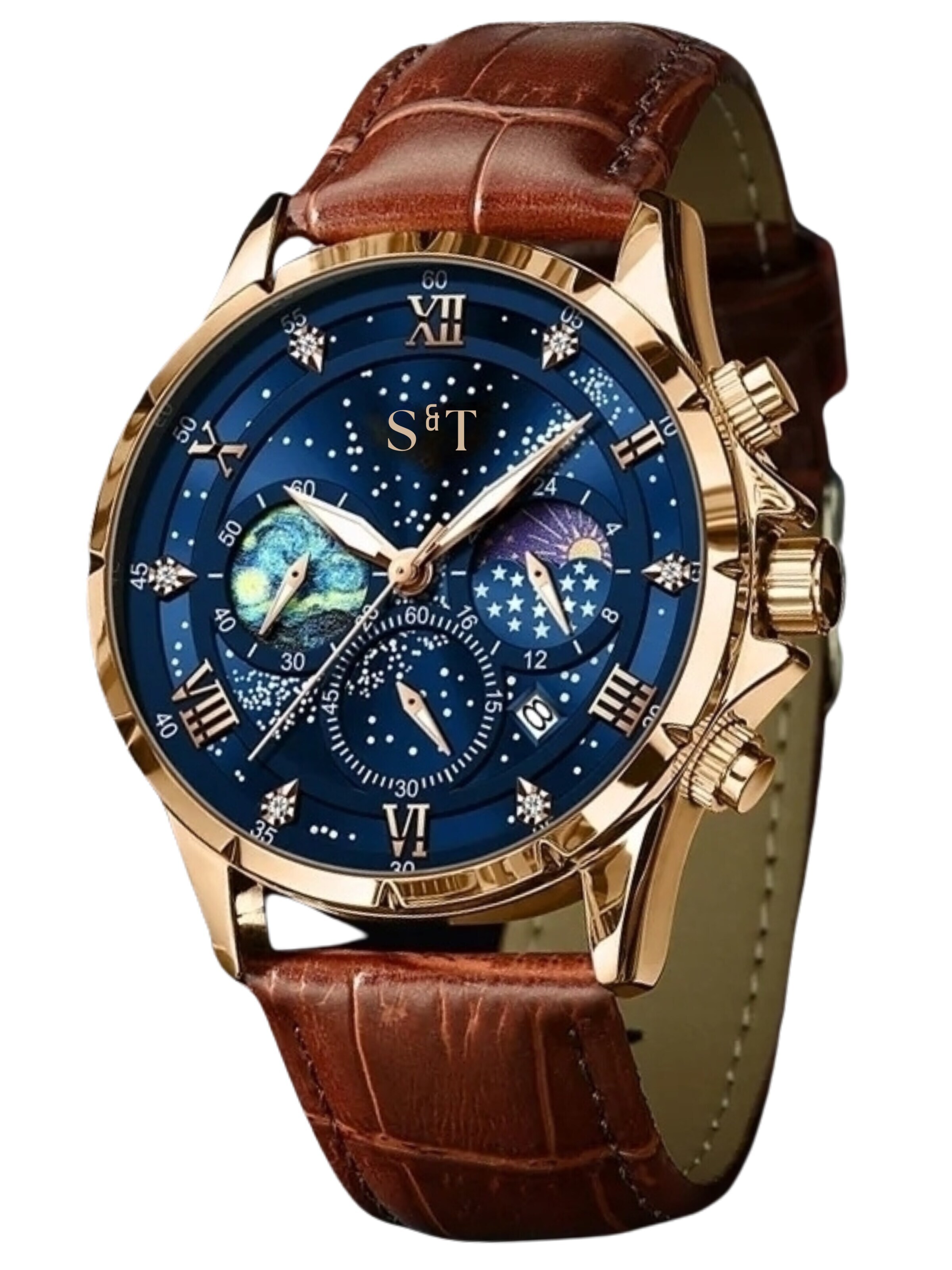 S&T Design Analoguhr 'MANSA LUX'‌‌‌‌ in Braun: Vorderseite