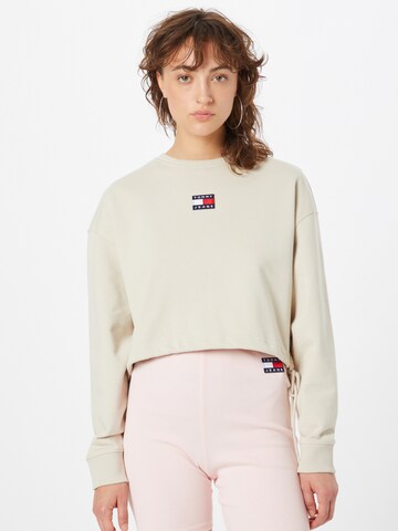 Sweat-shirt Tommy Jeans en beige : devant